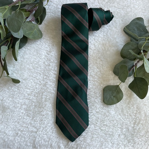 Robert Talbott Dark Green Diagonal Striped Neck Tie - Picture 8 of 10